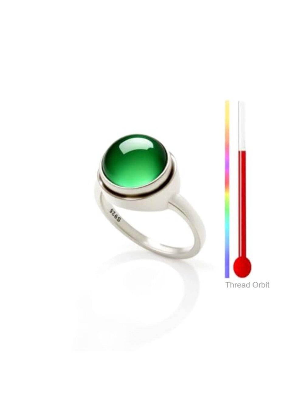 S925 Sterling Silver Thermochromic Mood Ring, Color Changing Statement Ring for